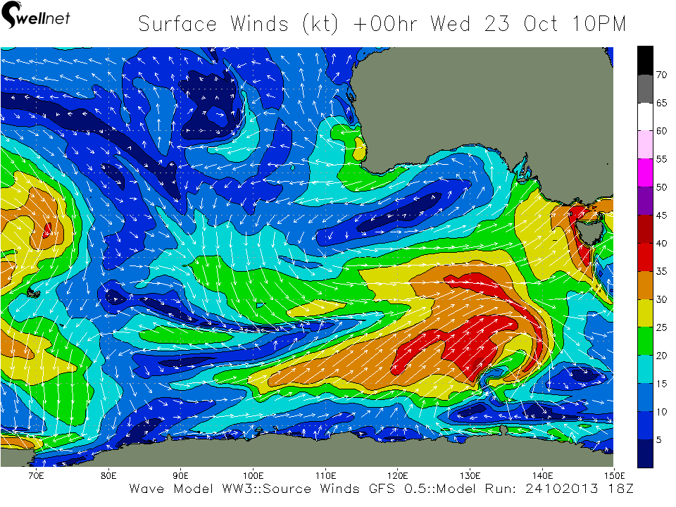 10m Wind Speed (kt.) and Direction